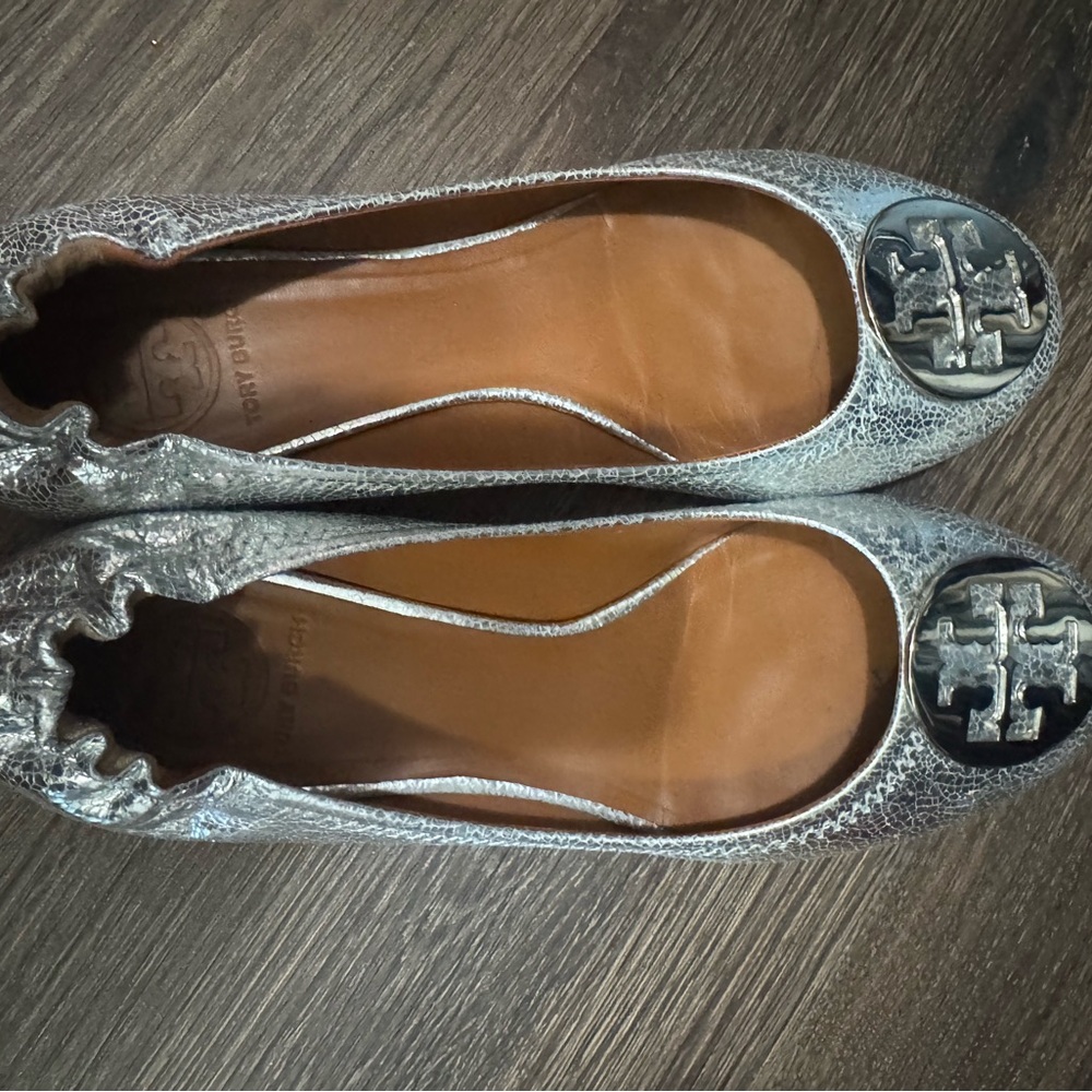Tory Burch Silver Reva ballet flats